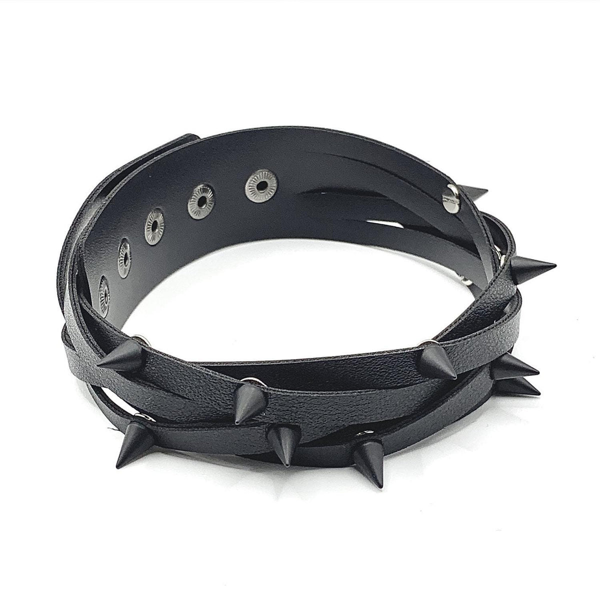 Handmade Studded Leather Choker Necklace, Adjustable Spiked Collar Gift for her/him