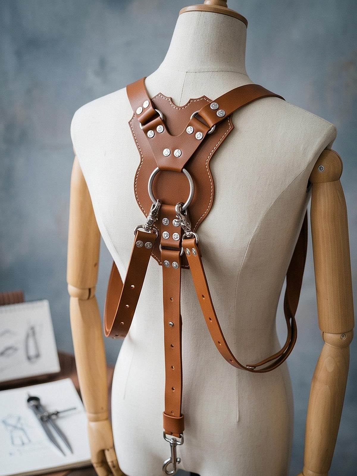 Handmade Genuine Leather Men‘s hardness,Stainless Steel Hardware  Suspenders, Back Cross Design,Camera Strap,Custom Color Available