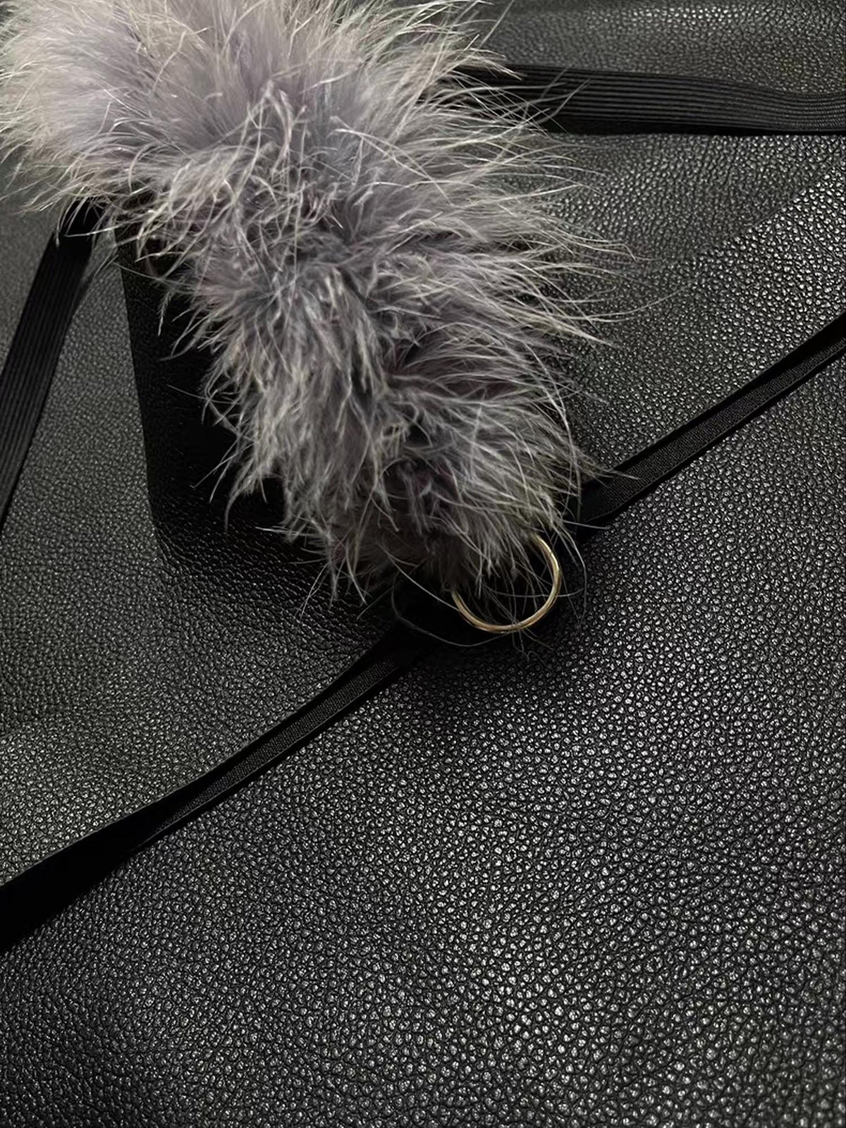 Handmade Genuine Leather Underwear  for mens, Thong with Ostrich Feathers, Elastic Waist, Stage Performance Cosplay Nightclub Wear