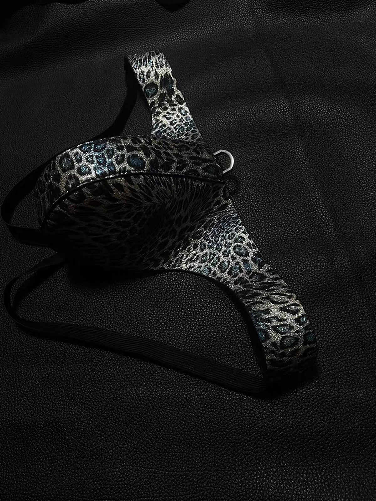 Handmade Personalized Genuine Leather Leopard Thong for Men,Double-Layer Cowhide underwear, Nightclub Stage Wear,Gift for Boyfriend Husband