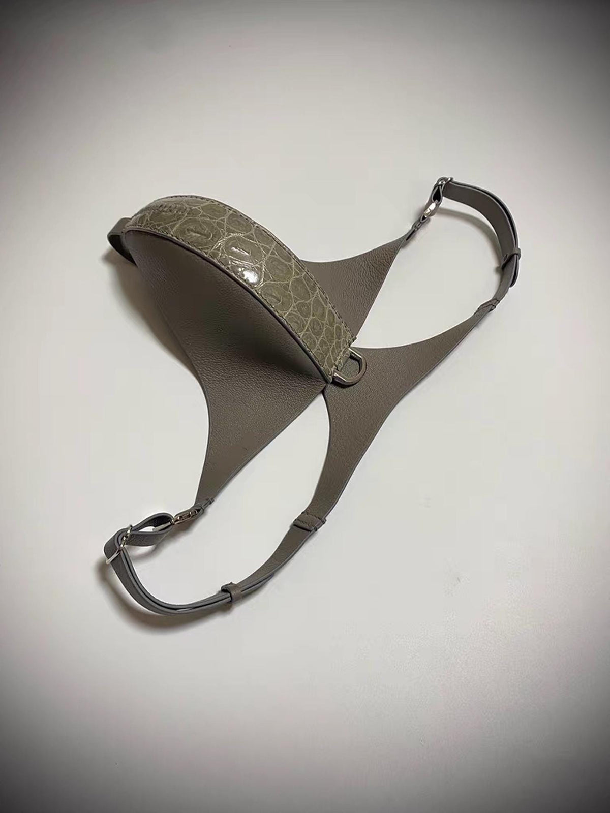 handmade Genuine Leather Mens Thong, Hand-Stitched Goatskin & Crocodile underwear, Reversible Design, Name Engraving,Gift for Husband him