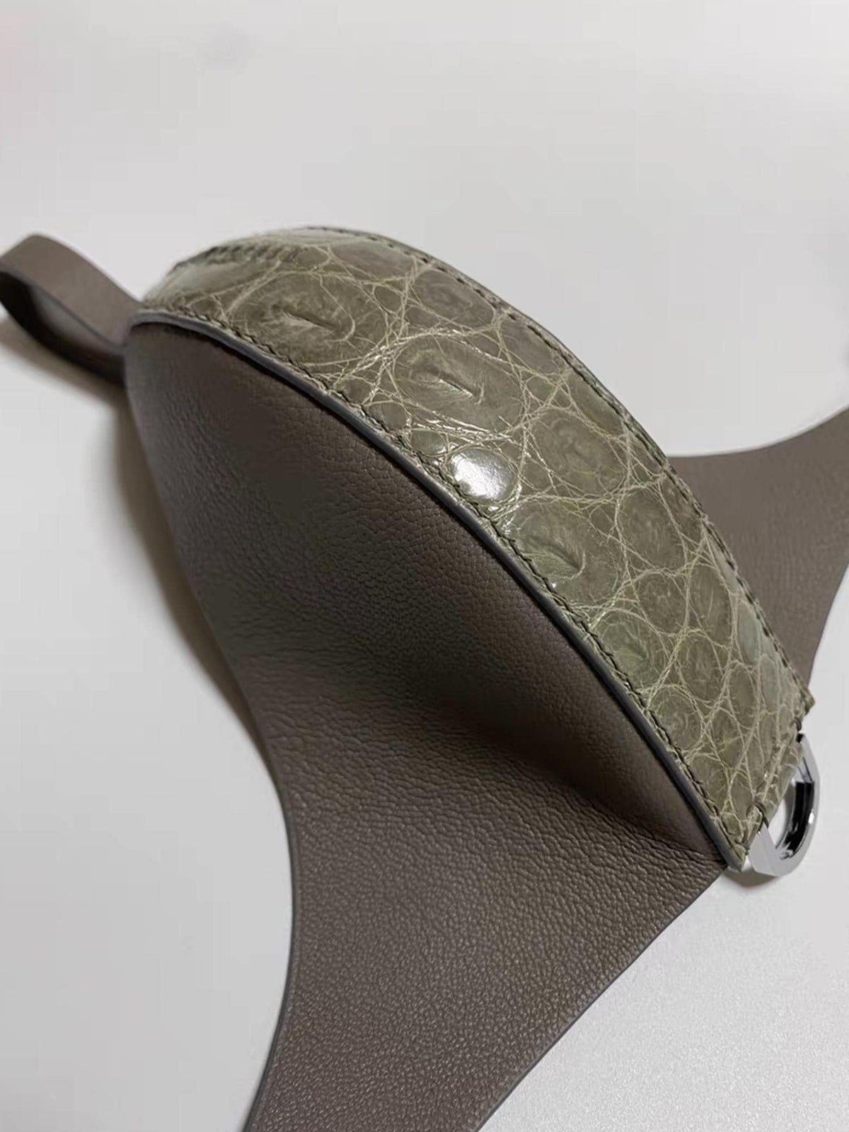 handmade Genuine Leather Mens Thong, Hand-Stitched Goatskin & Crocodile underwear, Reversible Design, Name Engraving,Gift for Husband him