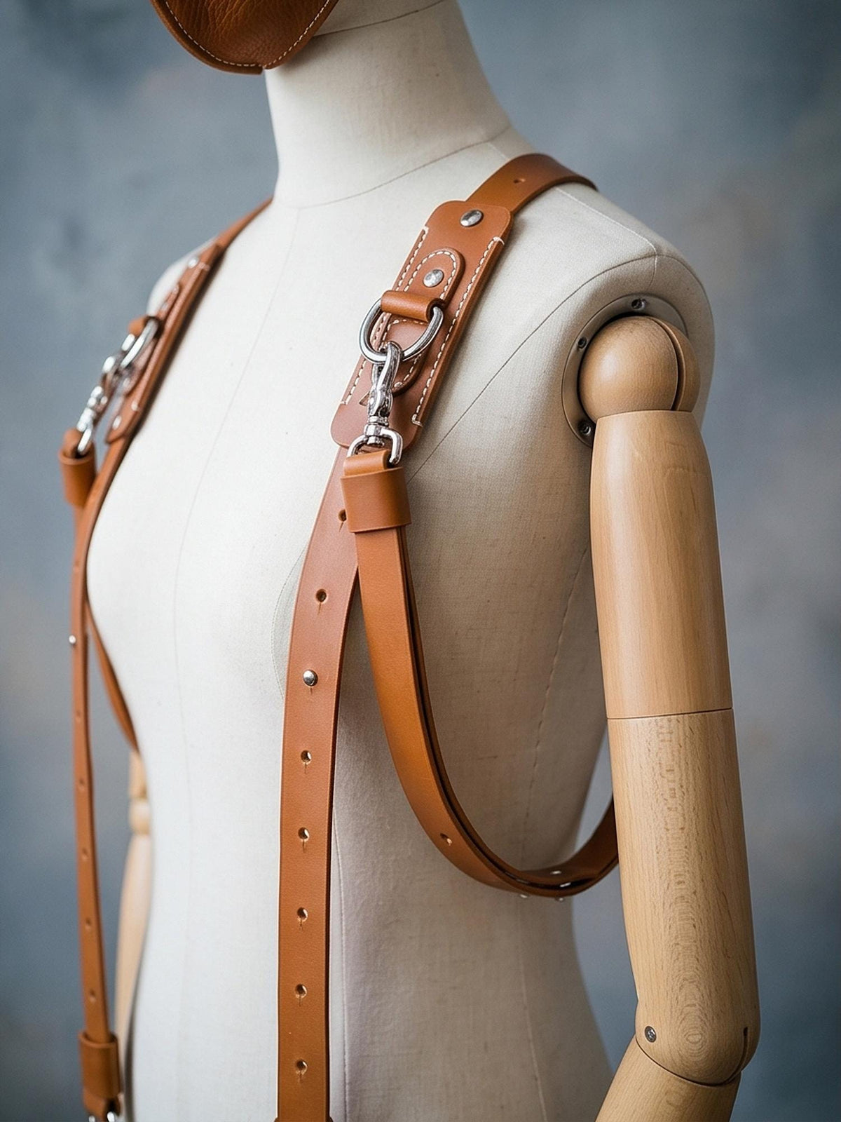 Handmade Genuine Leather Men‘s hardness,Stainless Steel Hardware  Suspenders, Back Cross Design,Camera Strap,Custom Color Available