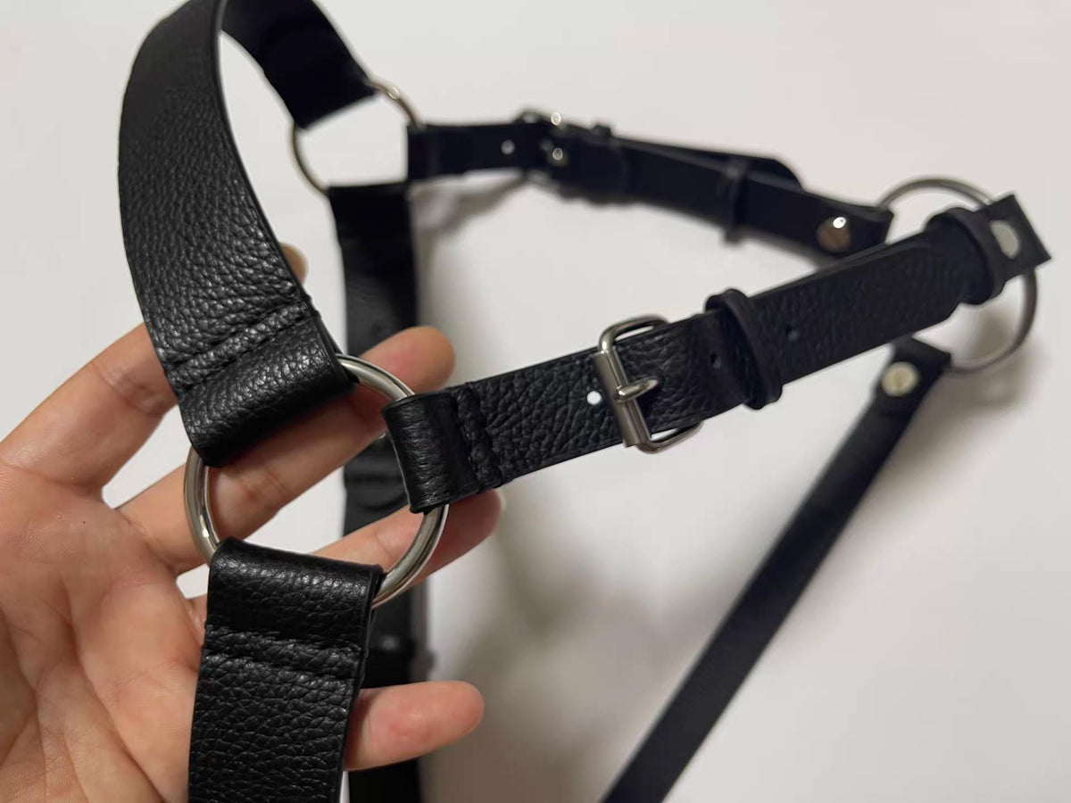 Handmade Leather Strap Thong for Men,Interchangeable O-Ring, Adjustable Tie Straps, Genuine Cowhide G-String, Hand-Stitched