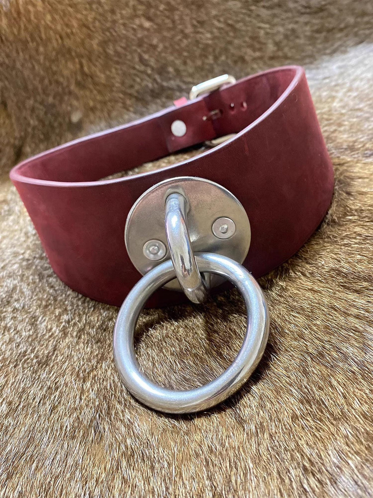 Handmade Personalized Genuine  Leather Choker necklace for men's,Custom Engraved Stainless Steel O-Ring Collar for him,Gothic Punk gift