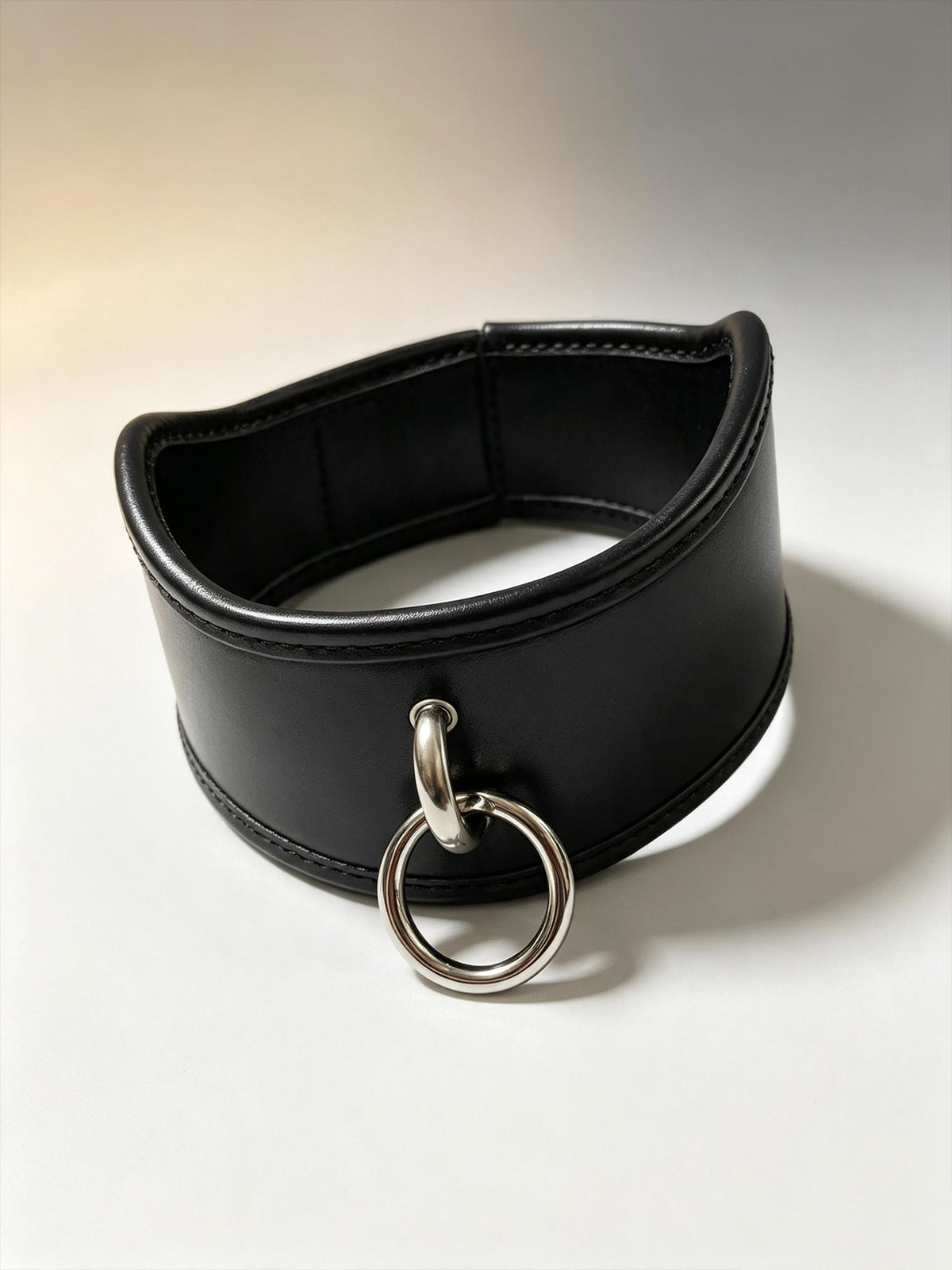Handmade Wide  Genuine Leather Collar Choker for Men Women,Thick Necklace with Large Metal O-Ring,Punk Gothic Cosplay,Heavy-Duty Accessory