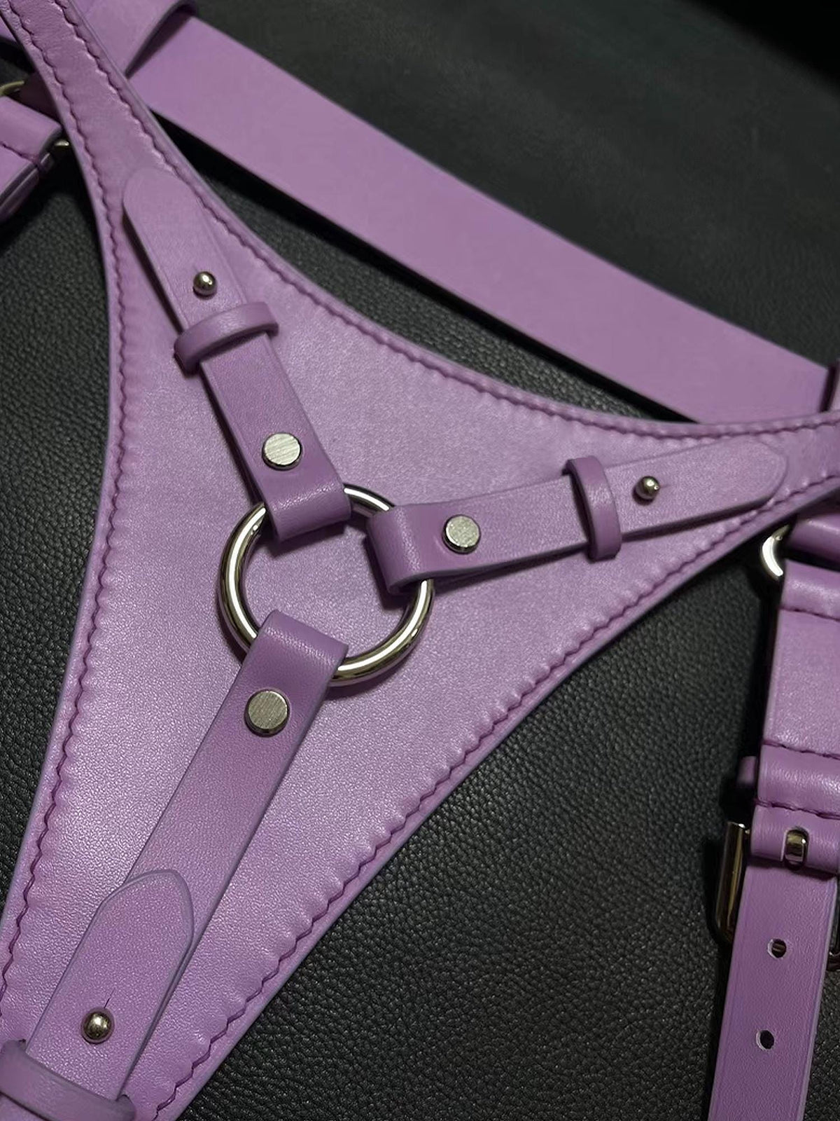 Genuine Leather O-Ring Thong for Women,Handmade Harness-Style underwear, Adjustable Waist tie.Name Engraving, Edgy Lingerie Gift for Her