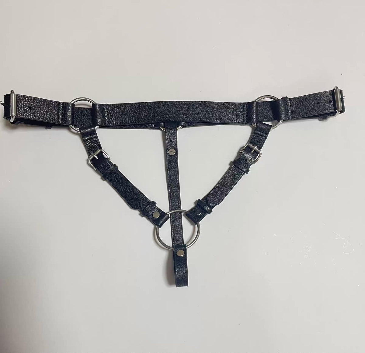 Handmade Leather Strap Thong for Men,Interchangeable O-Ring, Adjustable Tie Straps, Genuine Cowhide G-String, Hand-Stitched