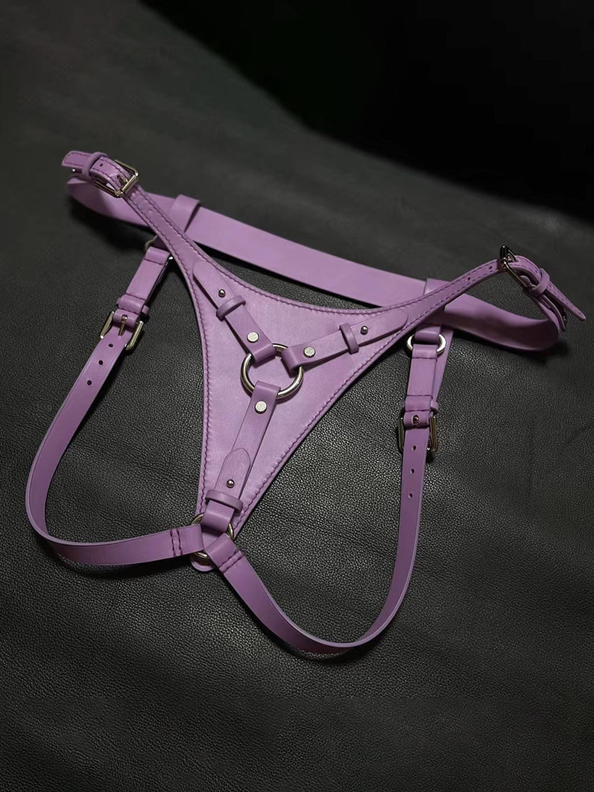 Genuine Leather O-Ring Thong for Women,Handmade Harness-Style underwear, Adjustable Waist tie.Name Engraving, Edgy Lingerie Gift for Her