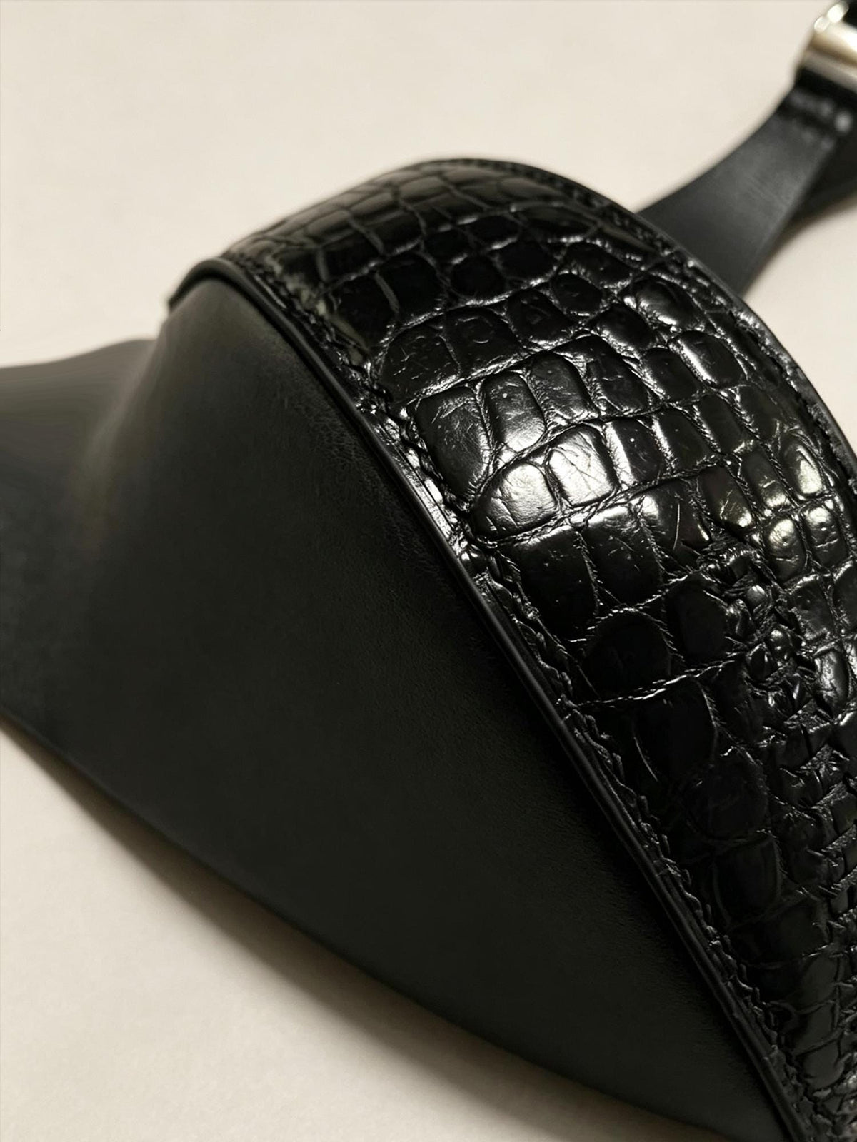 Handmade Genuine Leather Thong for Men,Crocodile &Italian Calfskin,Backless Design,,Engraved Name,Luxury Gift for Husband Boyfriend