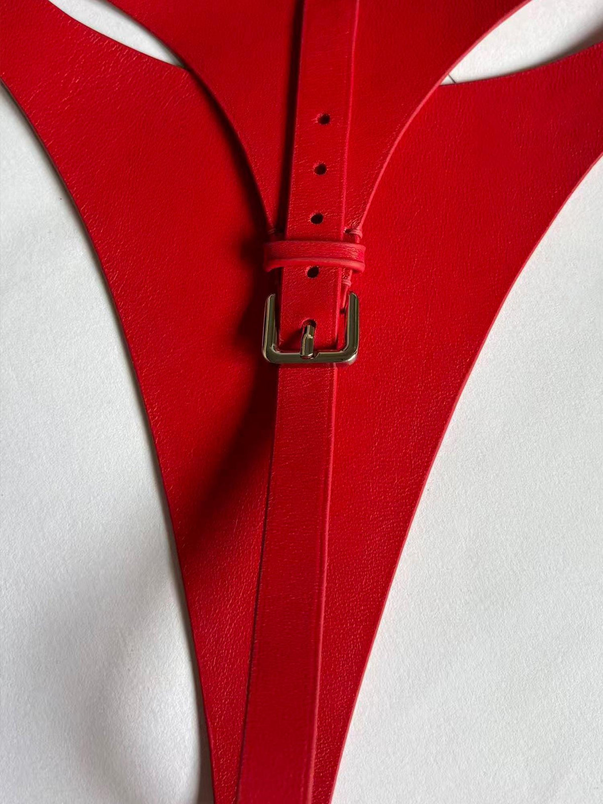 Handmade Red Leather Thong for Women, Custom Soft Calfskin Lingerie, Stage Performance Clubwear, underwear Gift for Girlfriend Wife