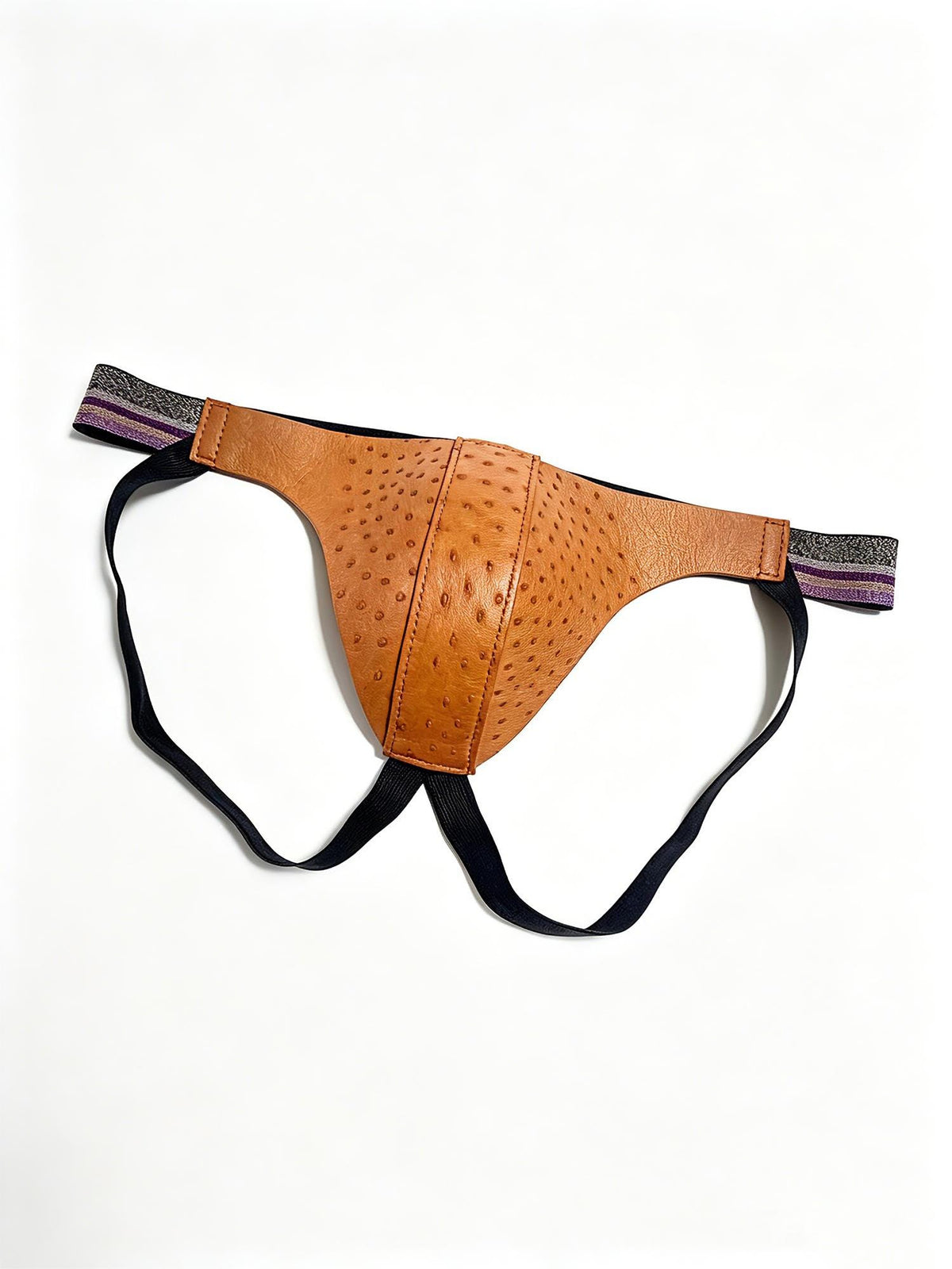 Handmade Ostrich Leather Men's Thong Underwear, Calfskin Lined, Custom Color