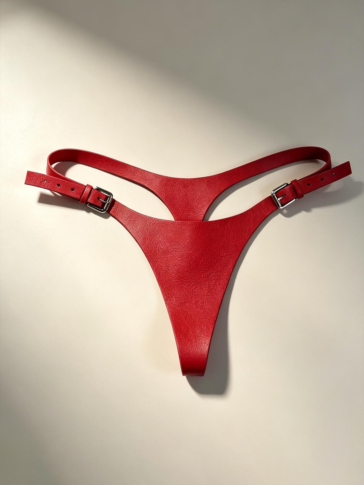 Handmade Red Leather Thong for Women, Custom Soft Calfskin Lingerie, Stage Performance Clubwear, underwear Gift for Girlfriend Wife
