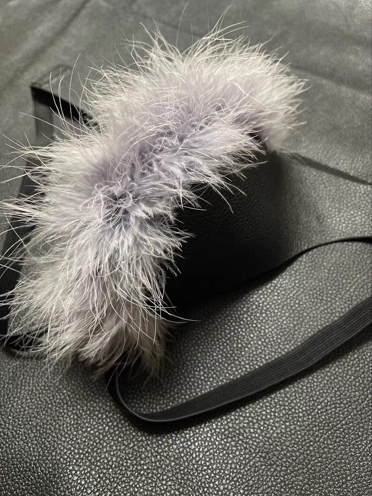 Handmade Genuine Leather Underwear  for mens, Thong with Ostrich Feathers, Elastic Waist, Stage Performance Cosplay Nightclub Wear