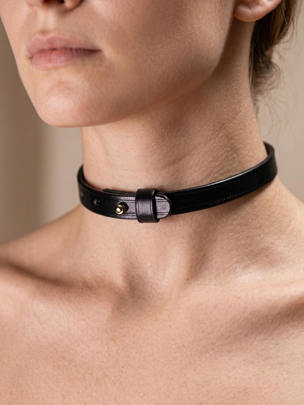 Handmade Personalized genuine leather minimalist black choker, necklace&bracelet, 10mm width, adjustable size.gift for her/him.