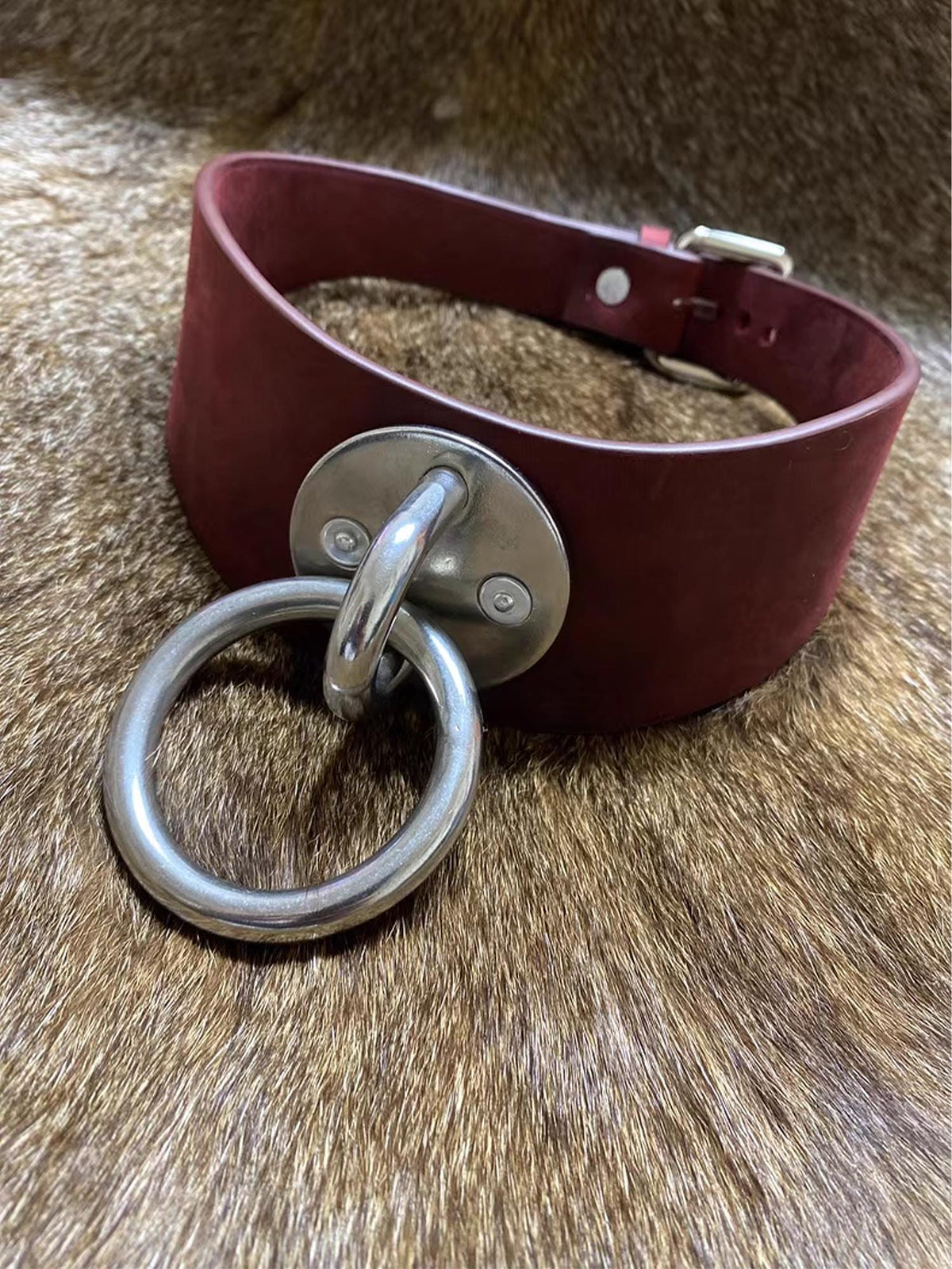 Handmade Personalized Genuine  Leather Choker necklace for men's,Custom Engraved Stainless Steel O-Ring Collar for him,Gothic Punk gift
