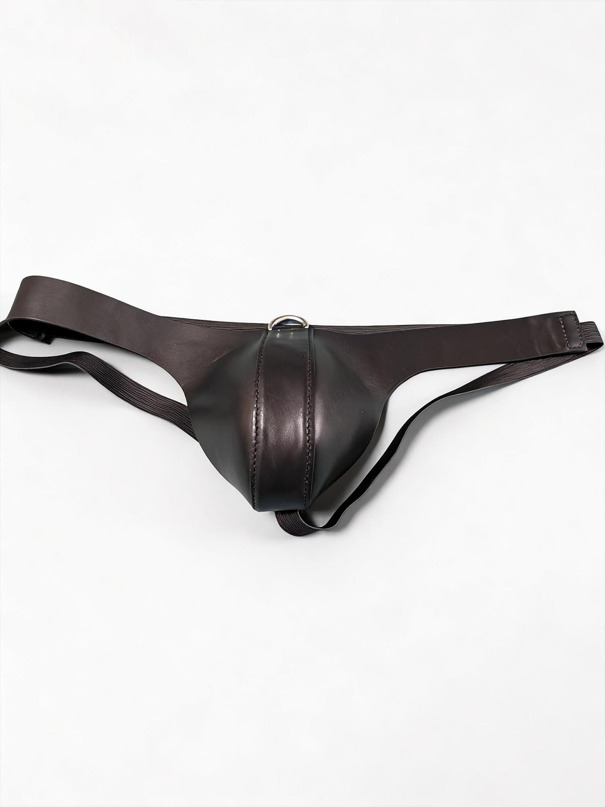 Handmade Personalized Men's black Genuine Leather Thong,3D Pouch G-String,Custom Engraved Calfskin Underwear,Gift for Husband Boyfriend