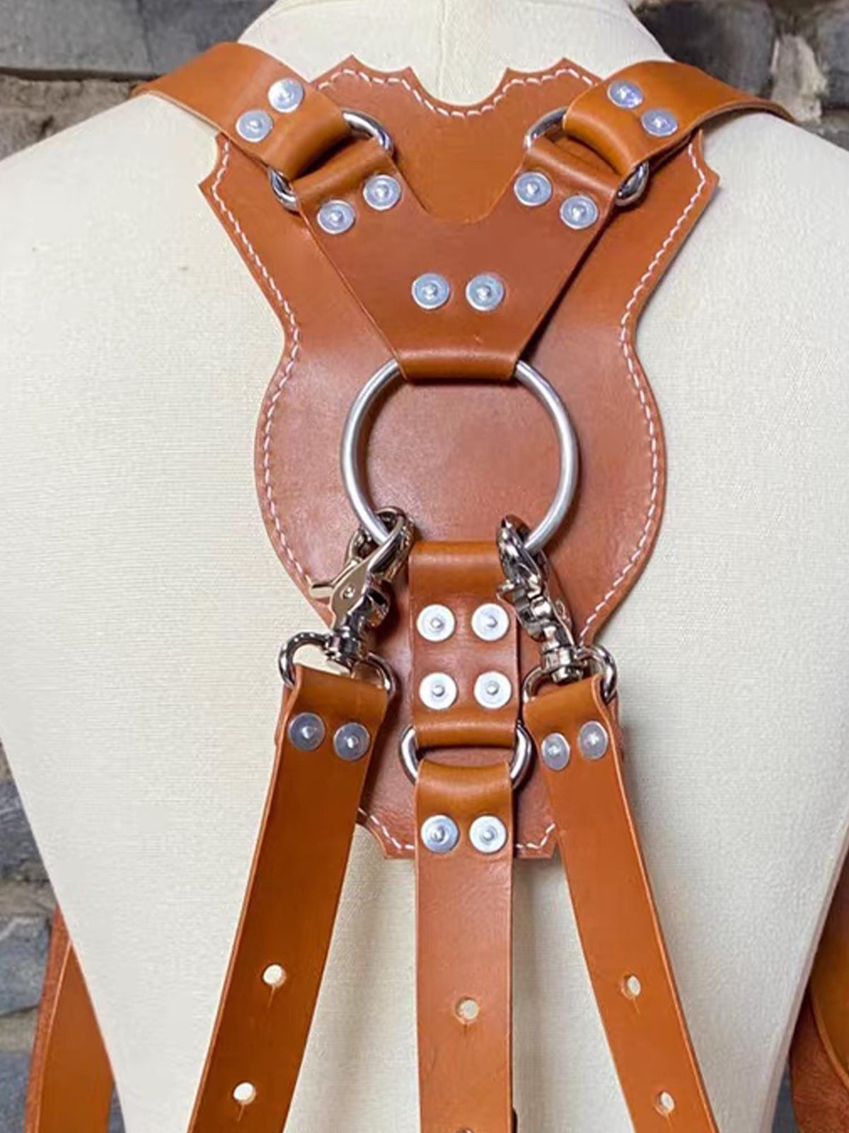 Handmade Genuine Leather Men‘s hardness,Stainless Steel Hardware  Suspenders, Back Cross Design,Camera Strap,Custom Color Available