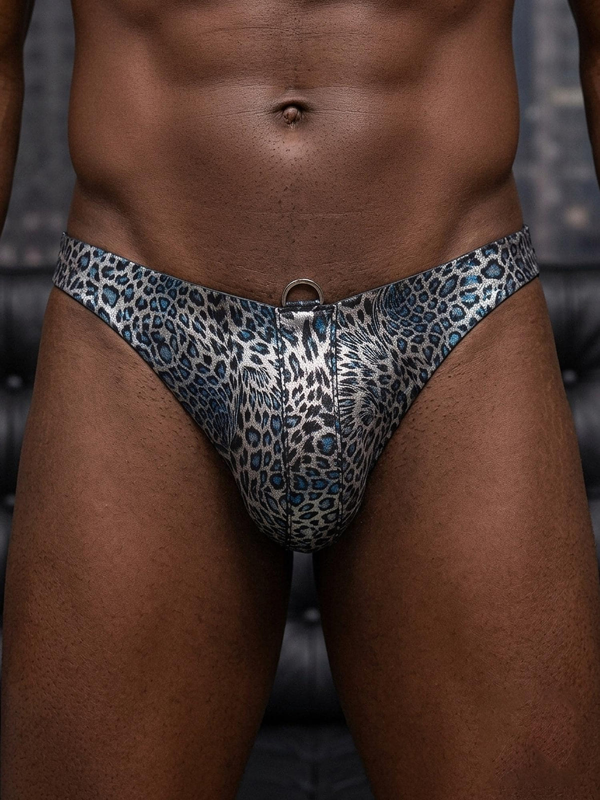 Handmade Personalized Genuine Leather Leopard Thong for Men,Double-Layer Cowhide underwear, Nightclub Stage Wear,Gift for Boyfriend Husband