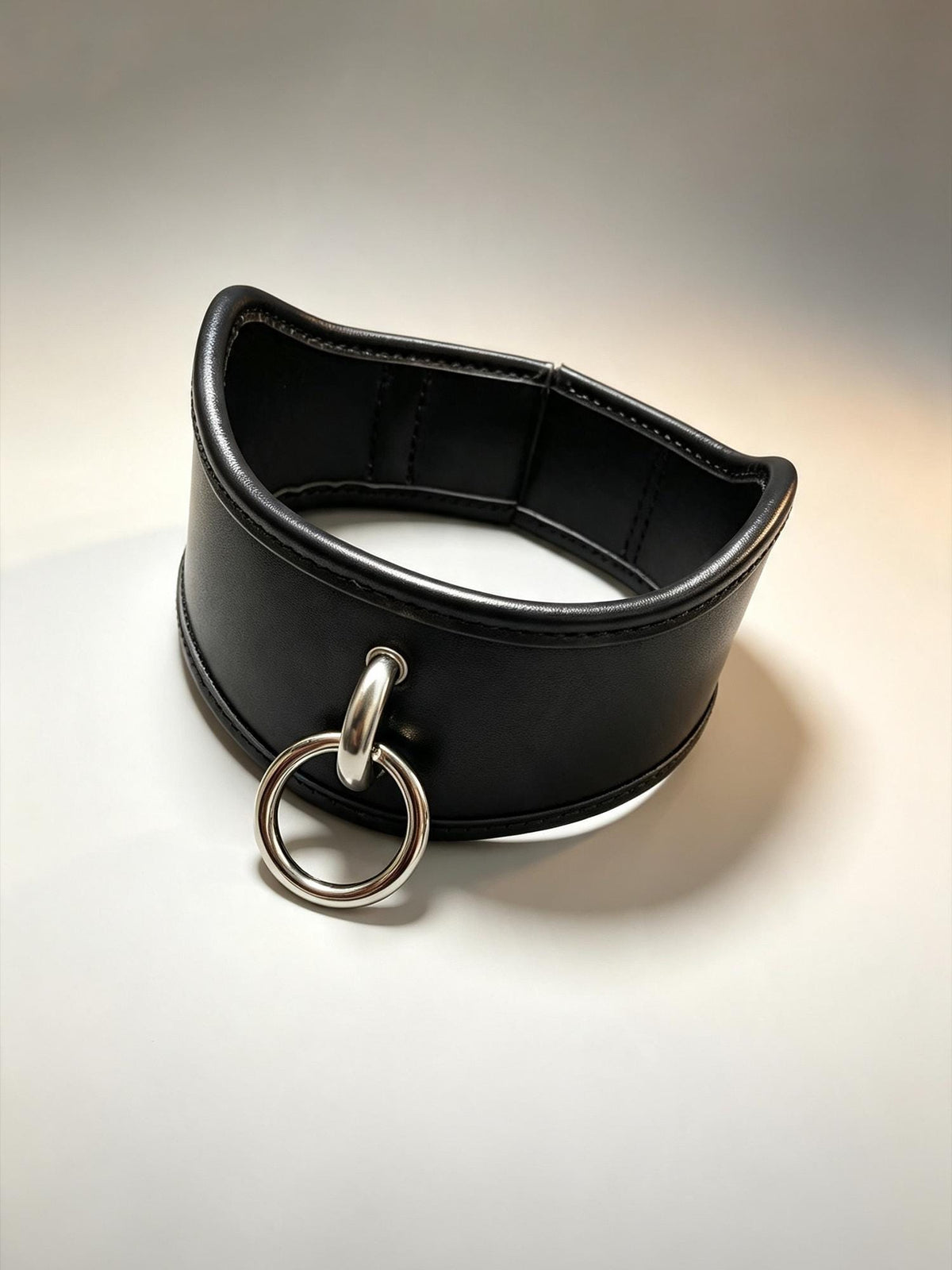 Handmade Wide  Genuine Leather Collar Choker for Men Women,Thick Necklace with Large Metal O-Ring,Punk Gothic Cosplay,Heavy-Duty Accessory