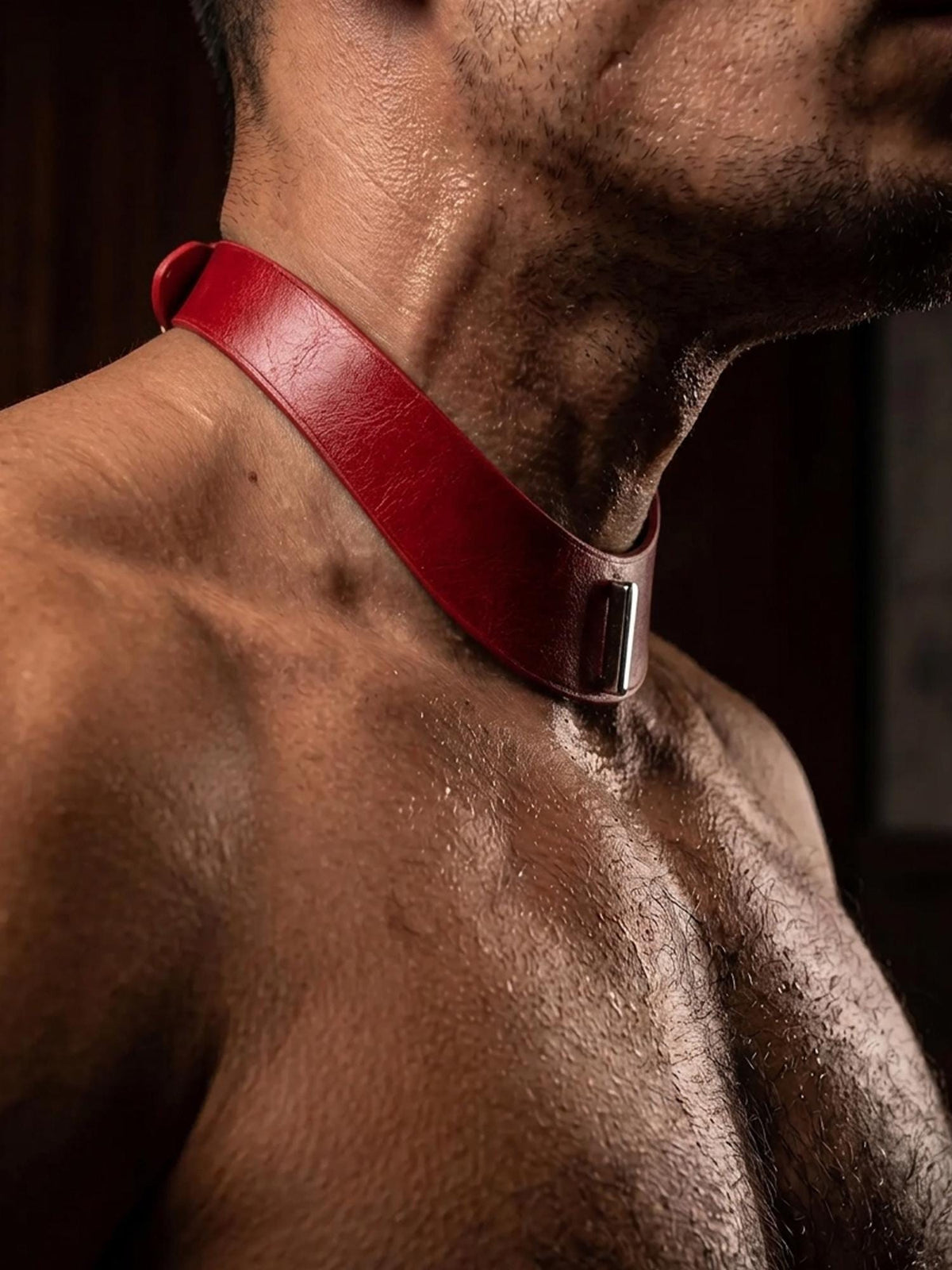 Handmade Personalized red Leather Choker necklace for Men Women,Custom Engraved Name Collar,Couples Gothic Jewelry,Soulful Anniversary Gift