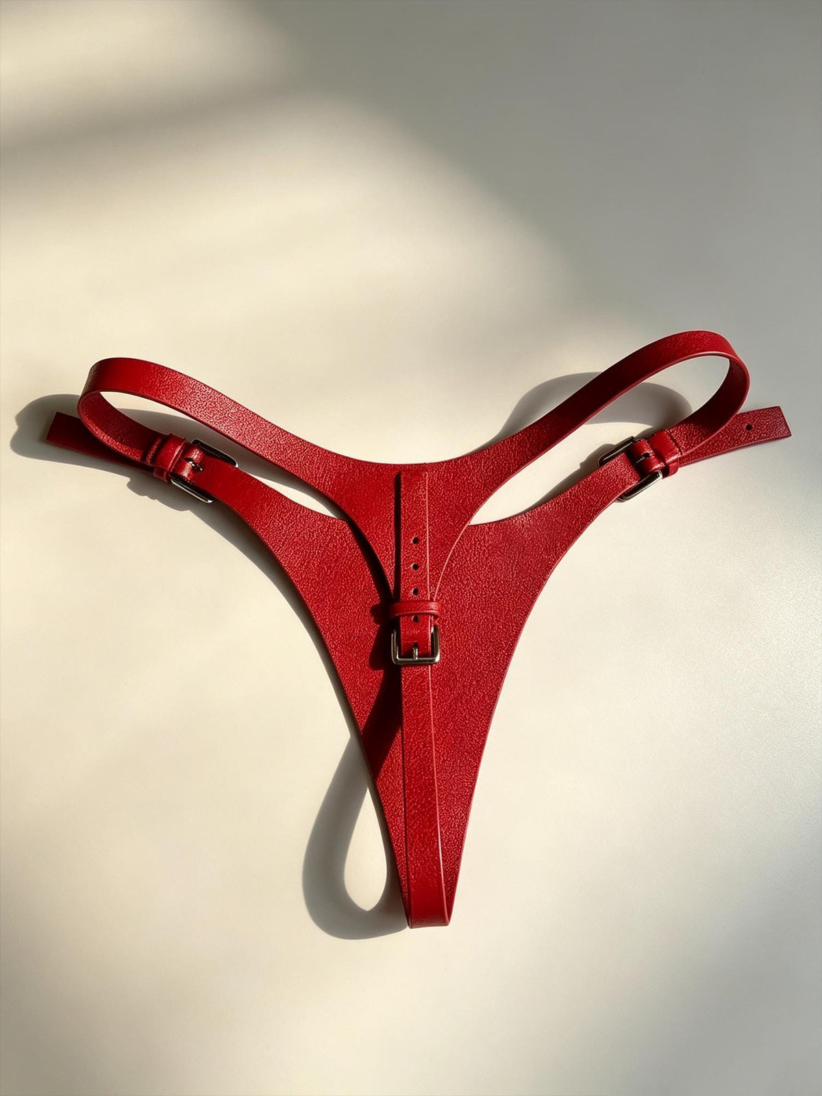 Handmade Red Leather Thong for Women, Custom Soft Calfskin Lingerie, Stage Performance Clubwear, underwear Gift for Girlfriend Wife