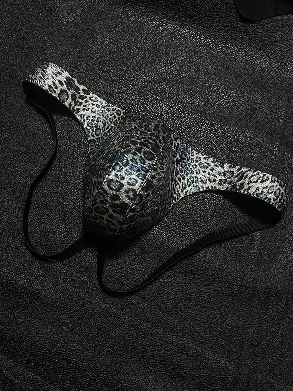 Handmade Personalized Genuine Leather Leopard Thong for Men,Double-Layer Cowhide underwear, Nightclub Stage Wear,Gift for Boyfriend Husband